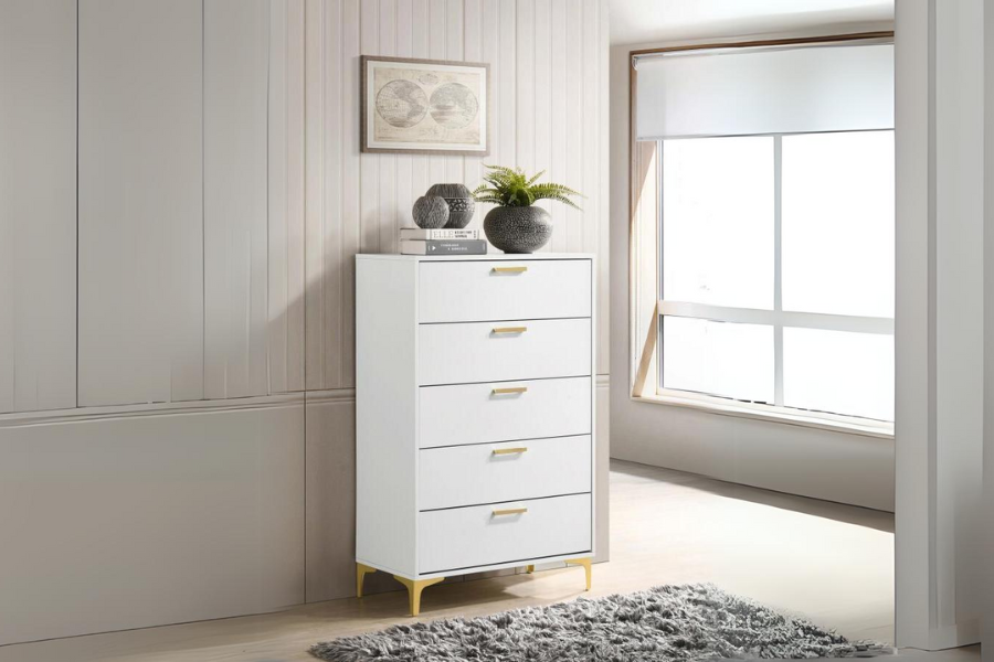 Kendall 5-drawer Bedroom Chest White 224405 - Venini Furniture 