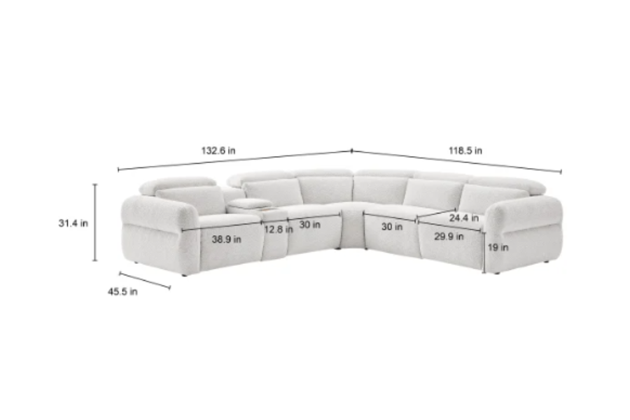 Monroe 6-piece Fabric Power Reclining Sectional with Power Headrests Floor model