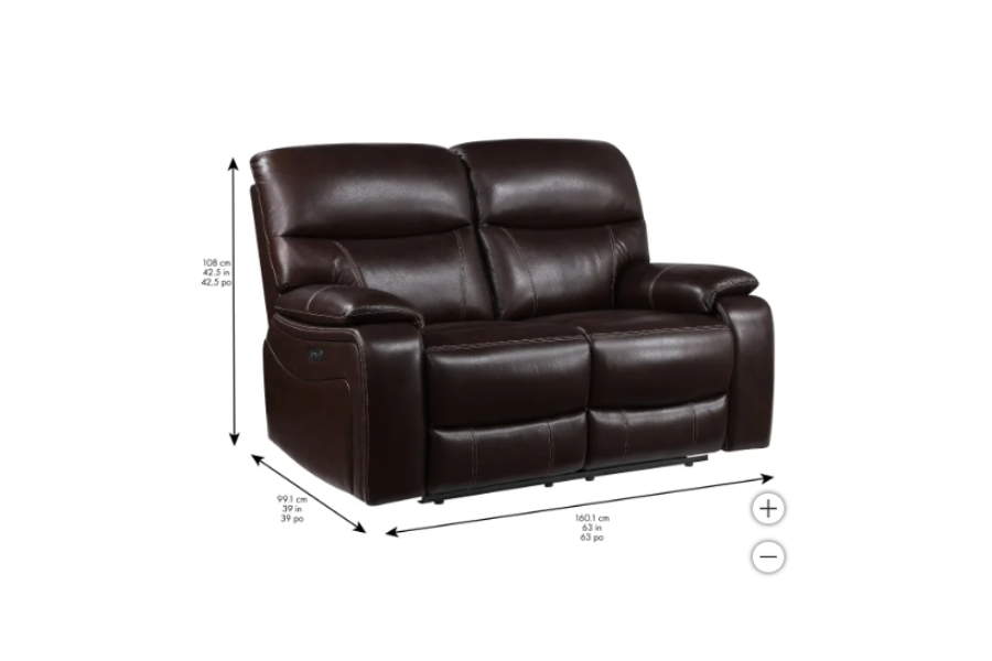 Fallon Leather Power Reclining Loveseat with Power Headrests Floor Model