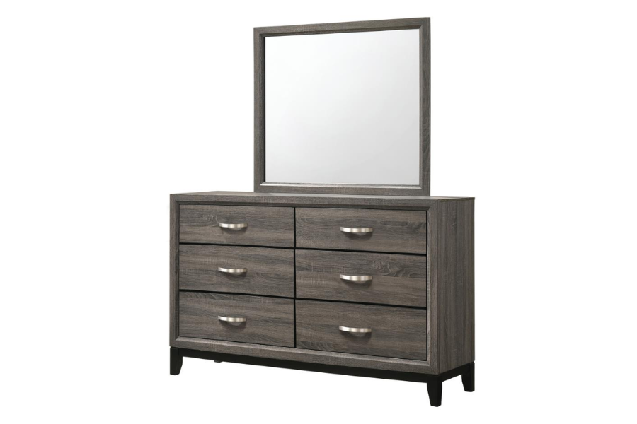Watson 6-drawer Dresser with Mirror Grey Oak 212423M - Venini Furniture 