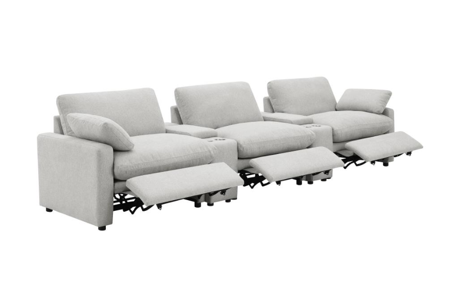 Collins 5-piece Power Reclining Home Theater Seating Grey 609561PT Comming Soon