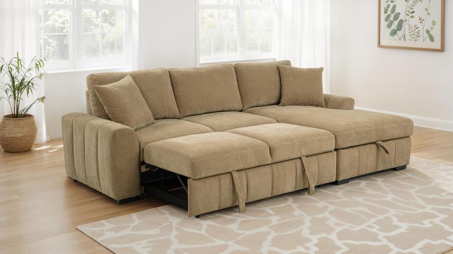 Pastrana Upholstered Sleeper Sectional Sofa RAF Chaise Grey 500359, LAF Chaise Grey 500349, LAF Chaise Camel 500358 &  RAF Chaise Camel 500348 - Venini Furniture 