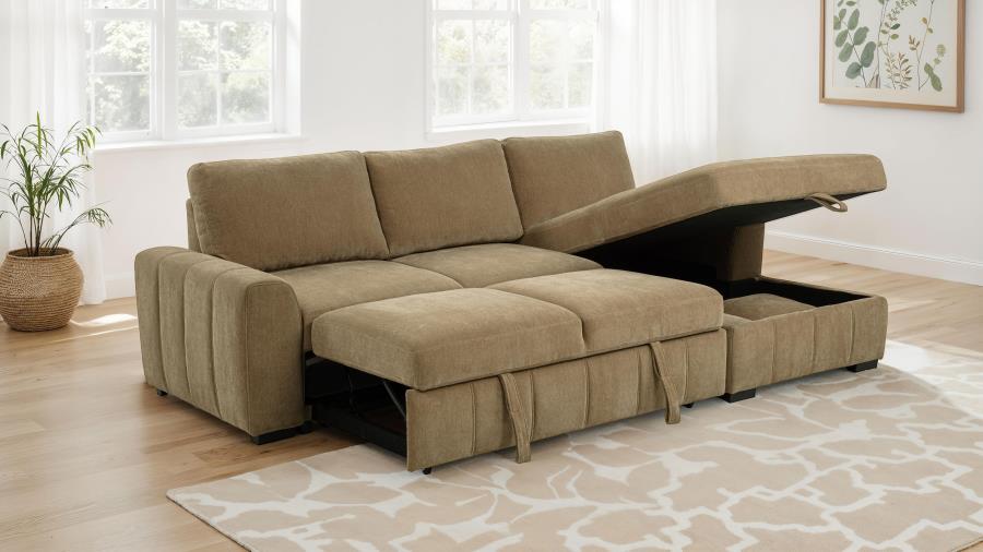 Pastrana Upholstered Sleeper Sectional Sofa RAF Chaise Grey 500359, LAF Chaise Grey 500349, LAF Chaise Camel 500358 &  RAF Chaise Camel 500348 - Venini Furniture 