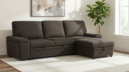 Demko Sleeper Sectional Sofa with Speaker and Storage Chaise Black