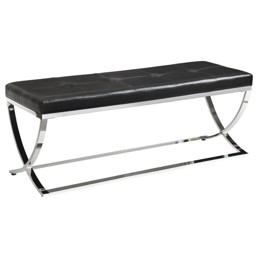 Walton Leatherette Upholstered Tufted Accent Bench White