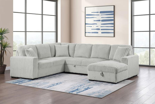 Devonshire Sleeper Sectional Sofa with Storage Chaise – Grey 501208 - Venini Furniture 