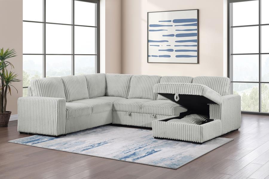 Devonshire Sleeper Sectional Sofa with Storage Chaise – Grey 501208 - Venini Furniture 