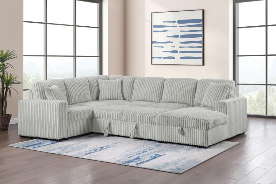 Devonshire Sleeper Sectional Sofa with Storage Chaise – Grey 501208 - Venini Furniture 
