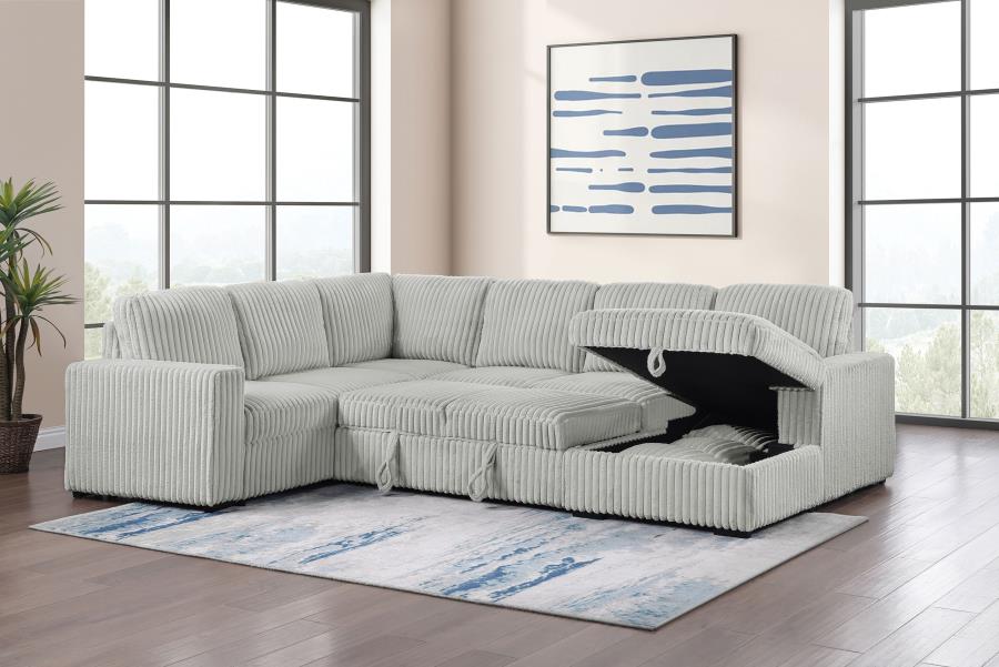 Devonshire Sleeper Sectional Sofa with Storage Chaise – Grey 501208 - Venini Furniture 