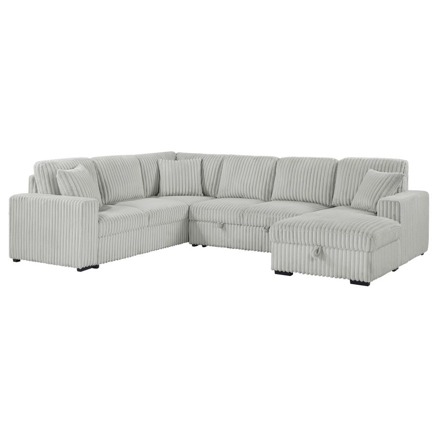 Devonshire Sleeper Sectional Sofa with Storage Chaise – Grey 501208 - Venini Furniture 