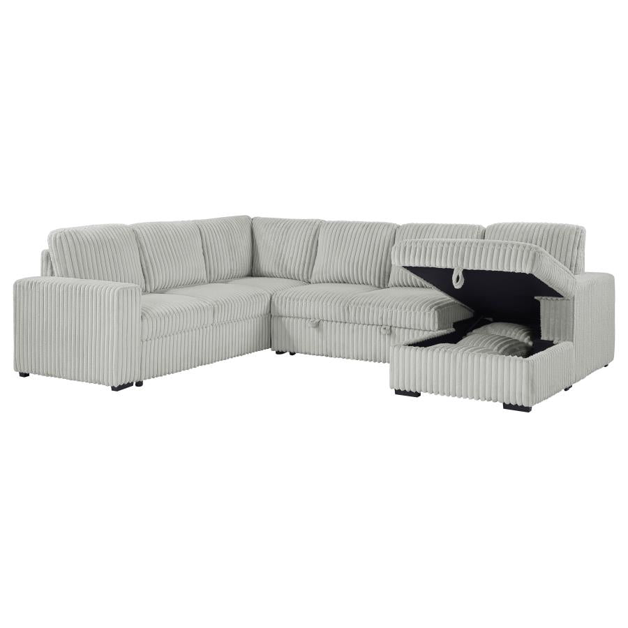 Devonshire Sleeper Sectional Sofa with Storage Chaise – Grey 501208 - Venini Furniture 