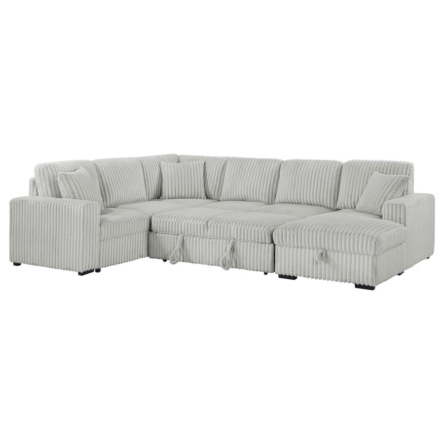 Devonshire Sleeper Sectional Sofa with Storage Chaise – Grey 501208 - Venini Furniture 