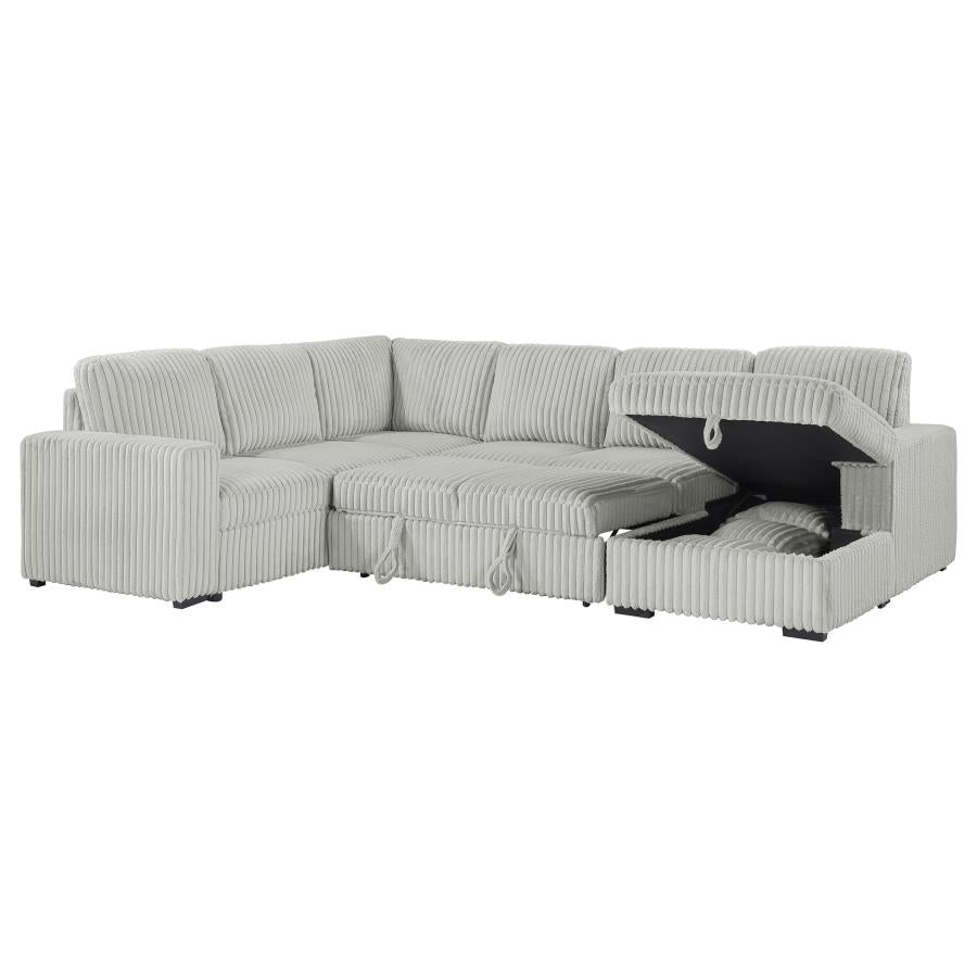 Devonshire Sleeper Sectional Sofa with Storage Chaise – Grey 501208 - Venini Furniture 