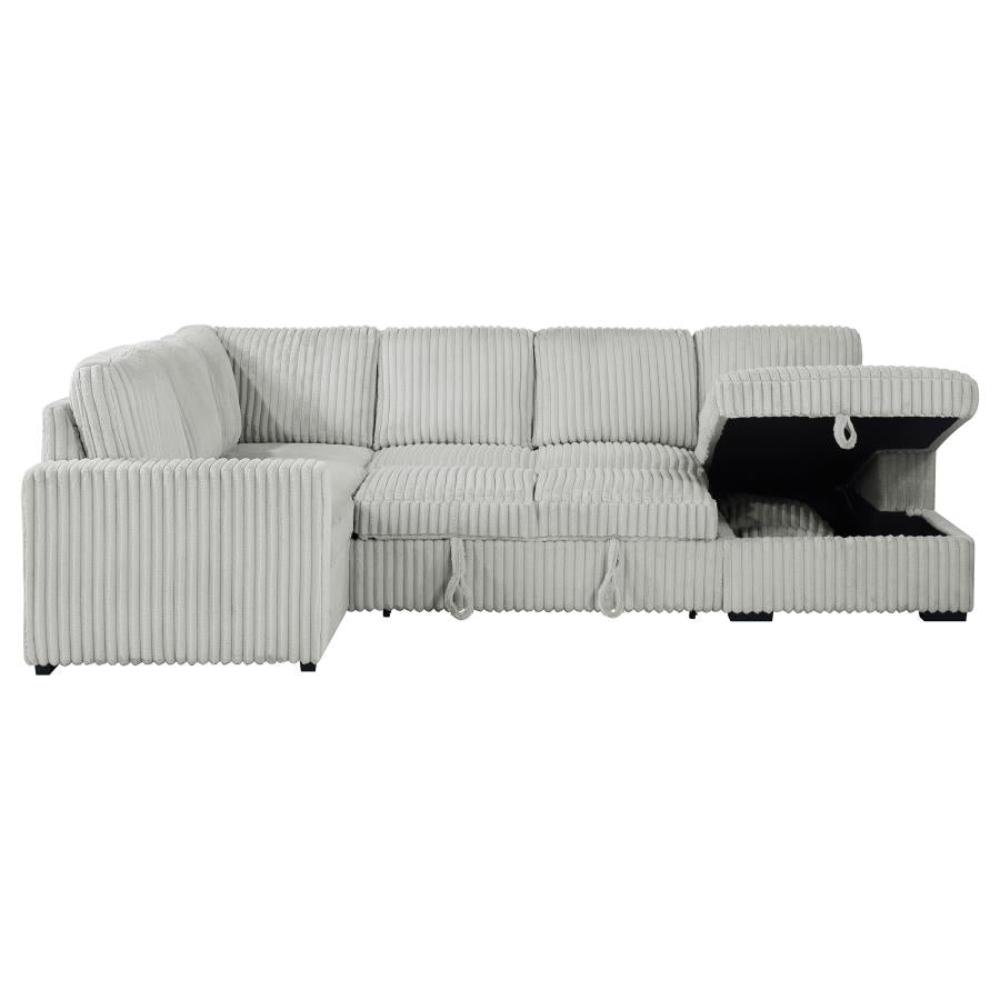 Devonshire Sleeper Sectional Sofa with Storage Chaise – Grey 501208 - Venini Furniture 