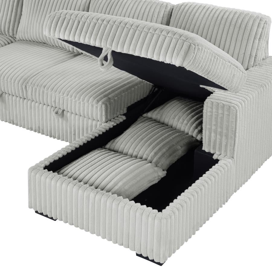 Devonshire Sleeper Sectional Sofa with Storage Chaise – Grey 501208 - Venini Furniture 