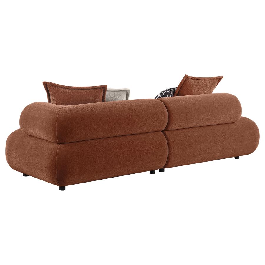 Byrne 105-inch Velvet Modular Bumper Sectional Sofa Rust