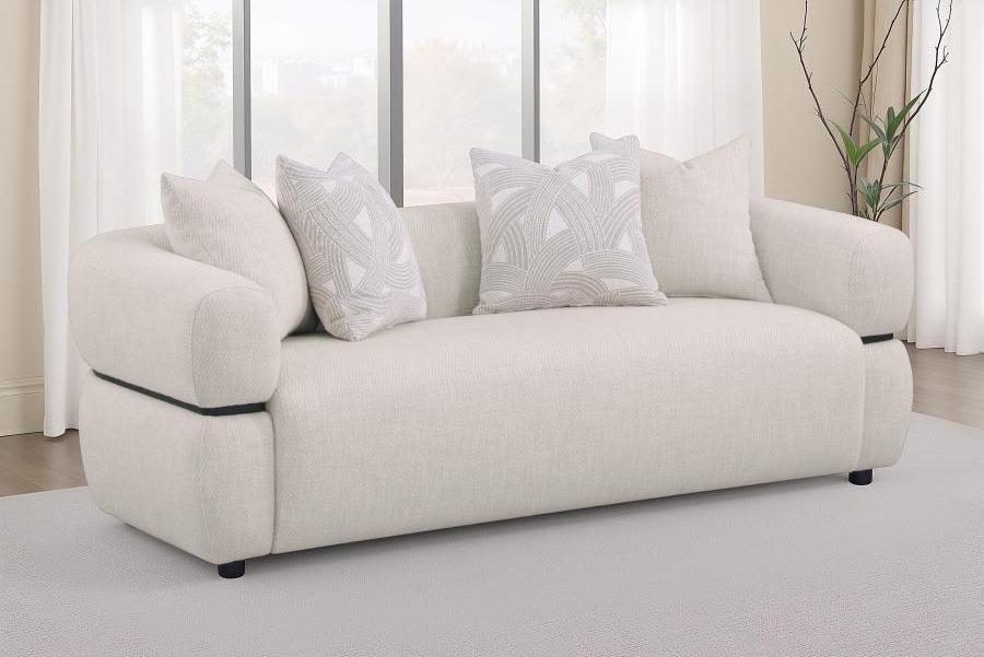 Jeanette 84-inch Fabric Upholstered Round Arm Sofa Beige 508961 - Venini Furniture 