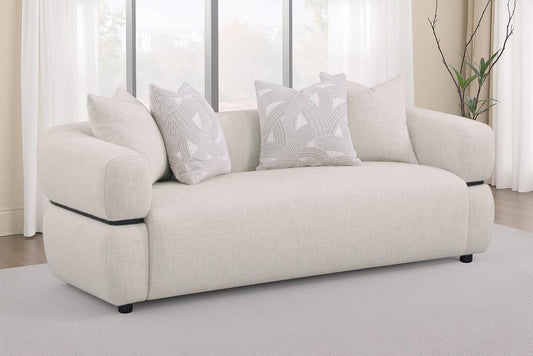 Jeanette 84-inch Fabric Upholstered Round Arm Sofa Beige 508961 - Venini Furniture 