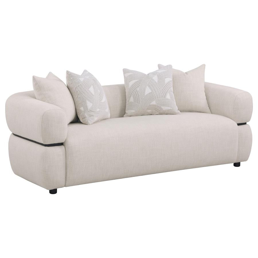 Jeanette 84-inch Fabric Upholstered Round Arm Sofa Beige 508961 - Venini Furniture 