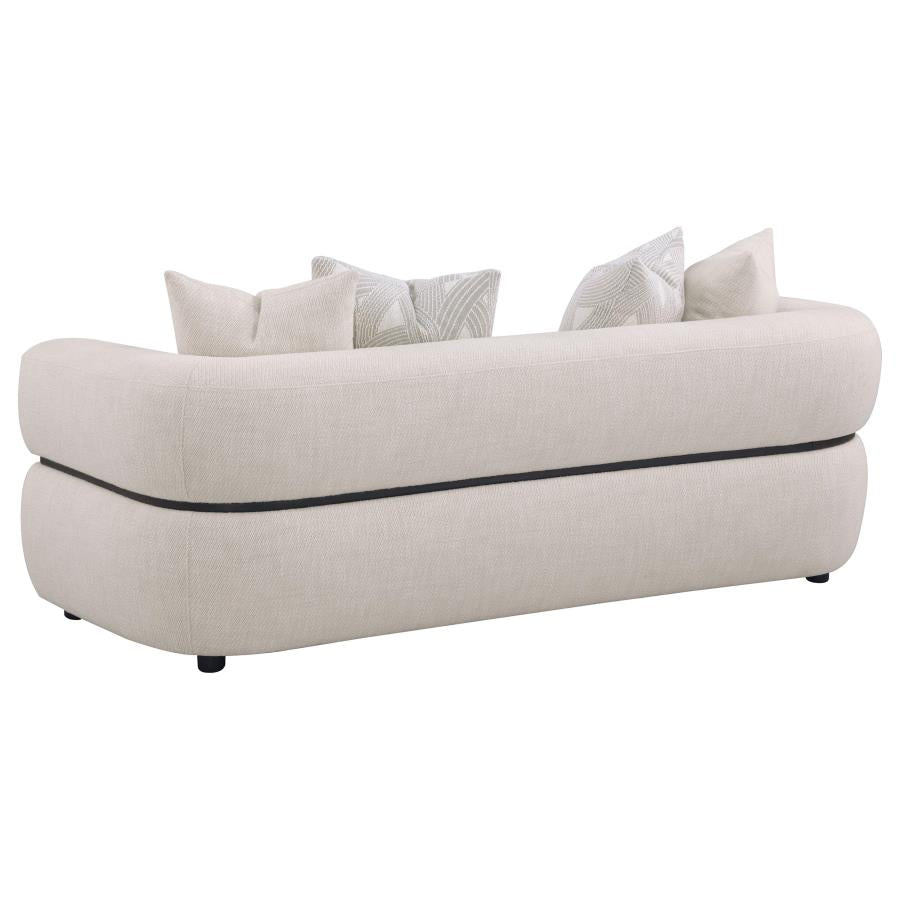 Jeanette 84-inch Fabric Upholstered Round Arm Sofa Beige 508961 - Venini Furniture 