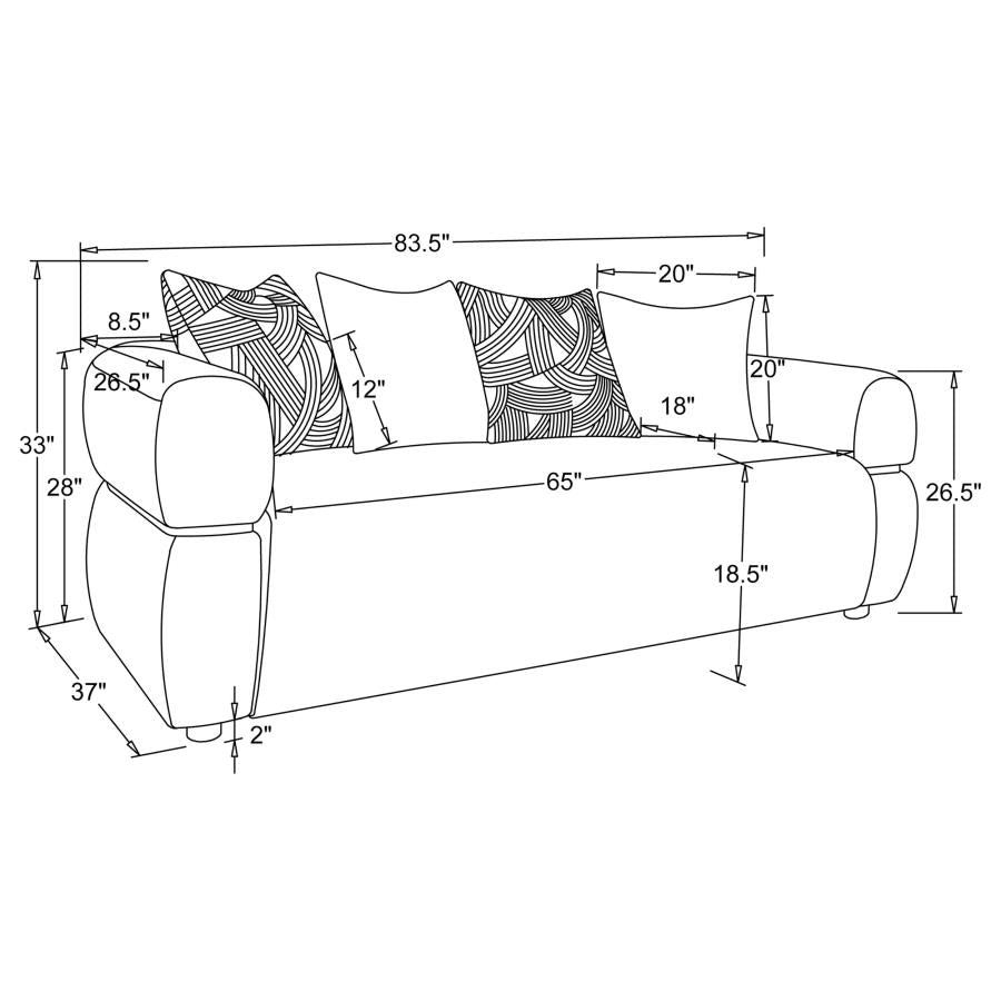 Jeanette 84-inch Fabric Upholstered Round Arm Sofa Beige 508961 - Venini Furniture 