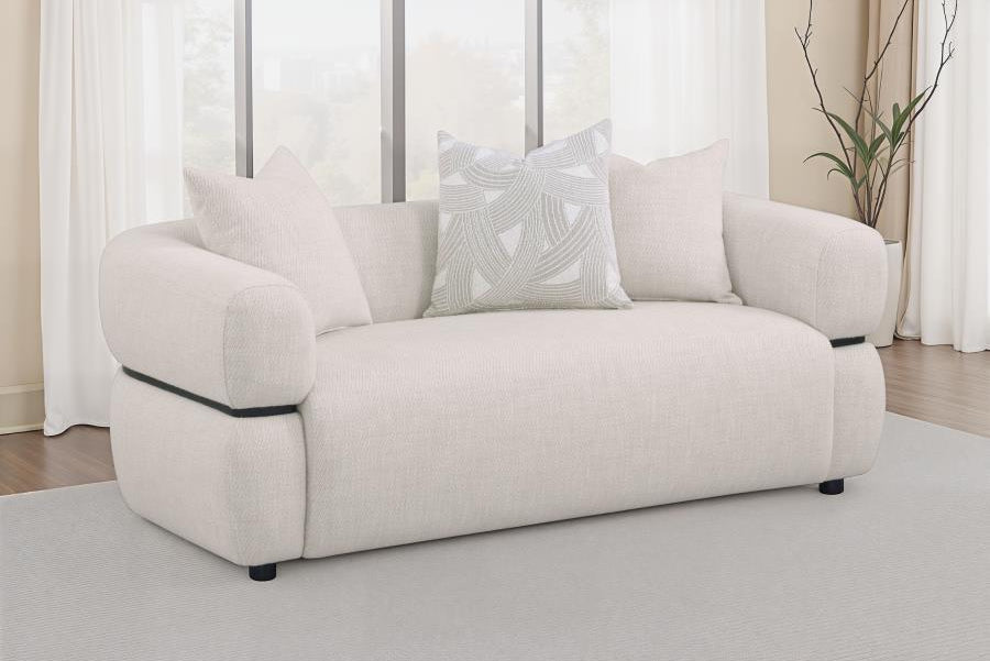 Jeanette 73-inch Fabric Upholstered Round Arm Loveseat Beige 508962 - Venini Furniture 