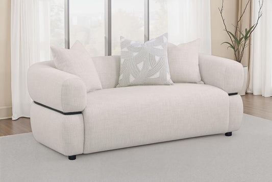 Jeanette 73-inch Fabric Upholstered Round Arm Loveseat Beige 508962 - Venini Furniture 