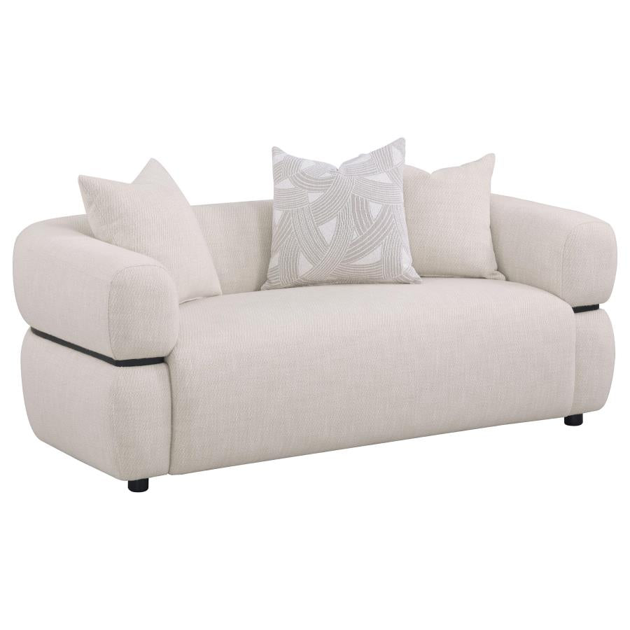 Jeanette 73-inch Fabric Upholstered Round Arm Loveseat Beige 508962 - Venini Furniture 