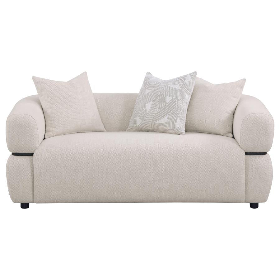 Jeanette 73-inch Fabric Upholstered Round Arm Loveseat Beige 508962 - Venini Furniture 