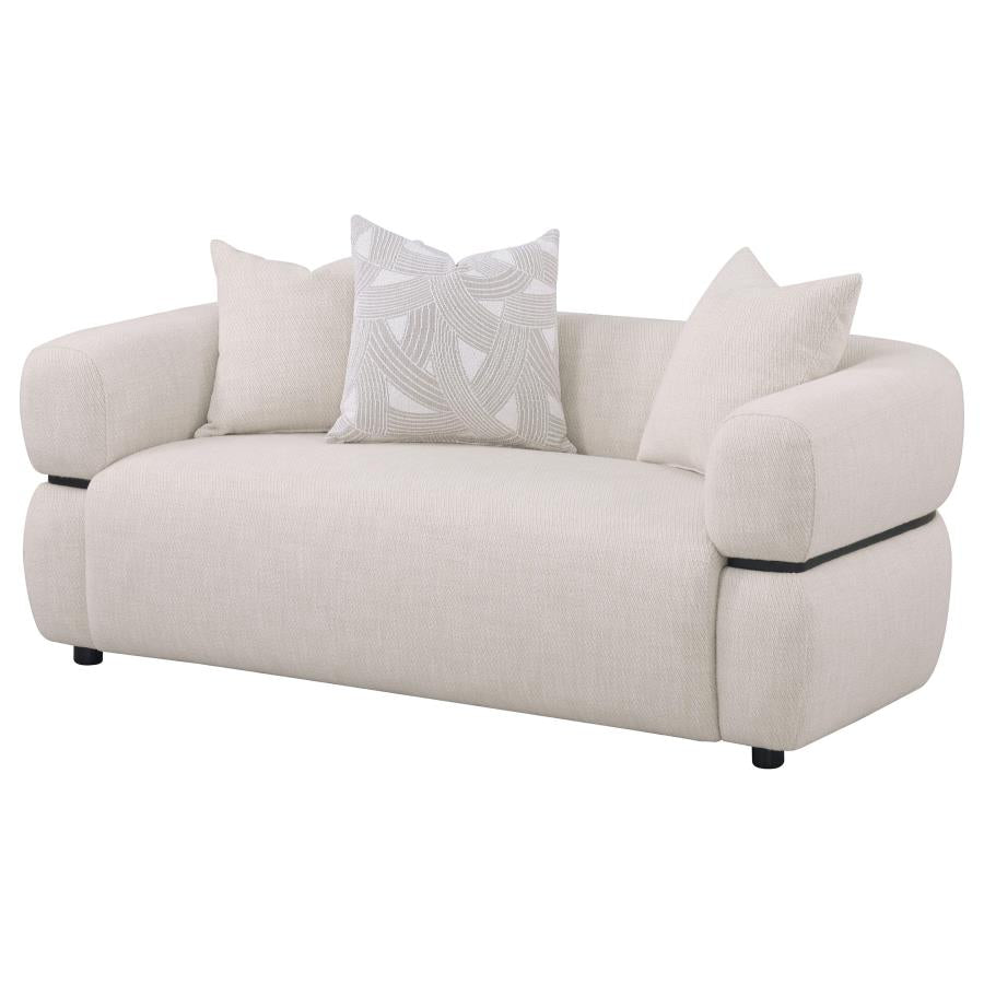 Jeanette 73-inch Fabric Upholstered Round Arm Loveseat Beige 508962 - Venini Furniture 