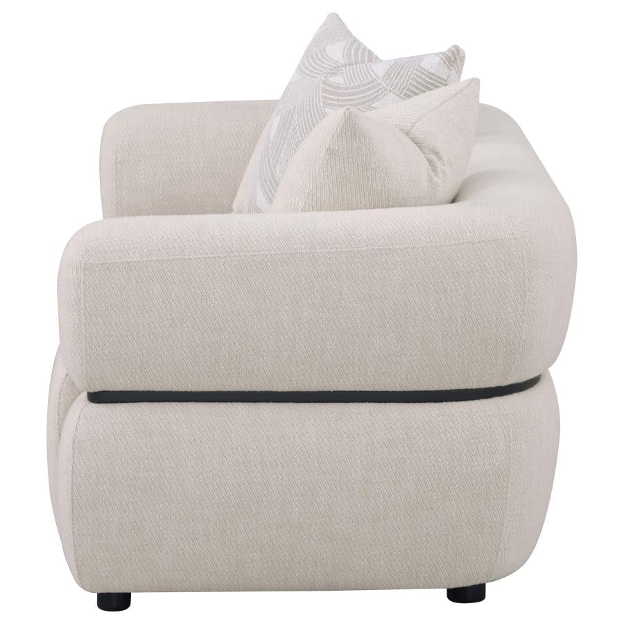 Jeanette 73-inch Fabric Upholstered Round Arm Loveseat Beige 508962 - Venini Furniture 