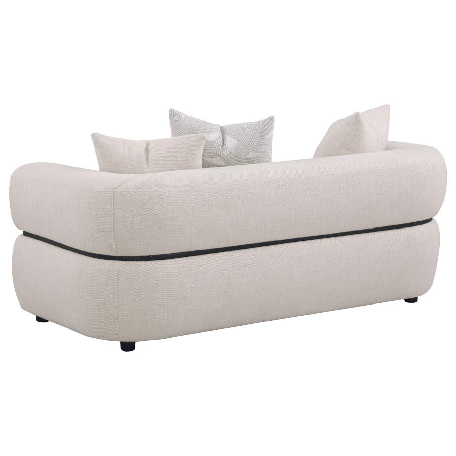 Jeanette 73-inch Fabric Upholstered Round Arm Loveseat Beige 508962 - Venini Furniture 