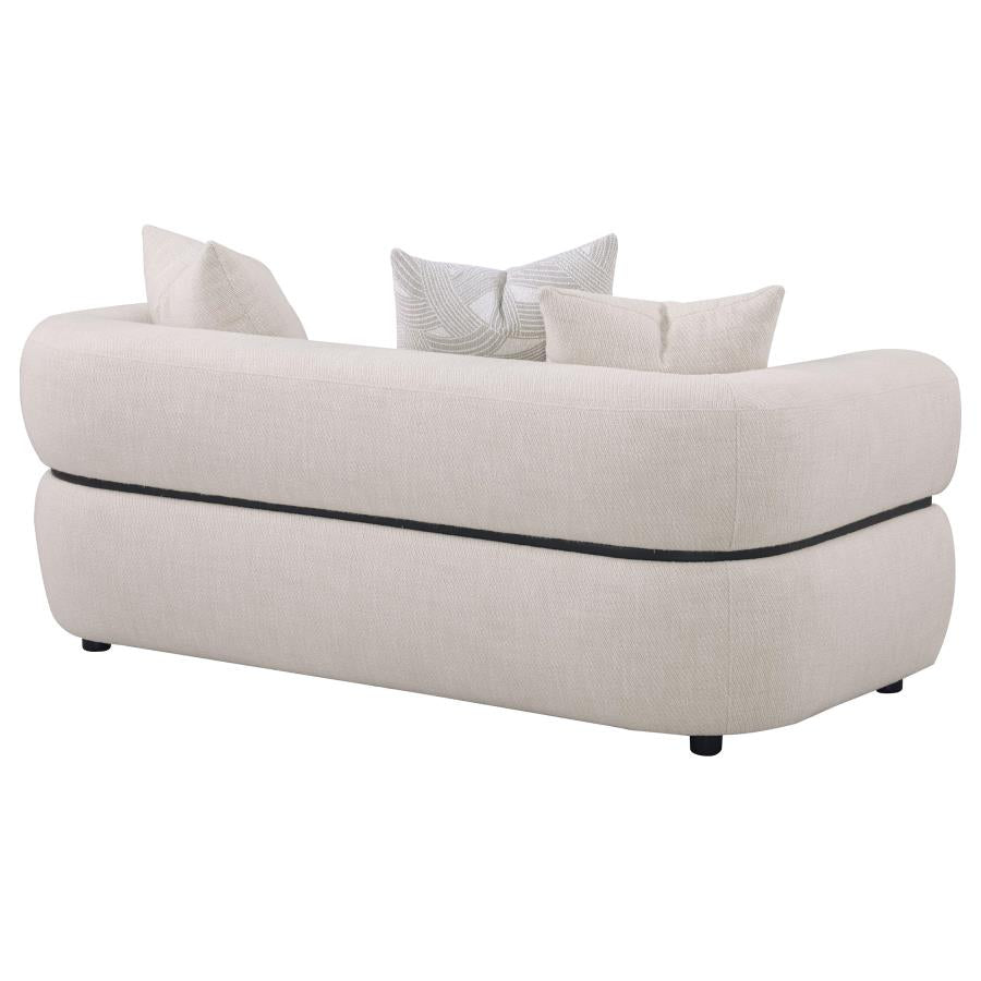 Jeanette 73-inch Fabric Upholstered Round Arm Loveseat Beige 508962 - Venini Furniture 