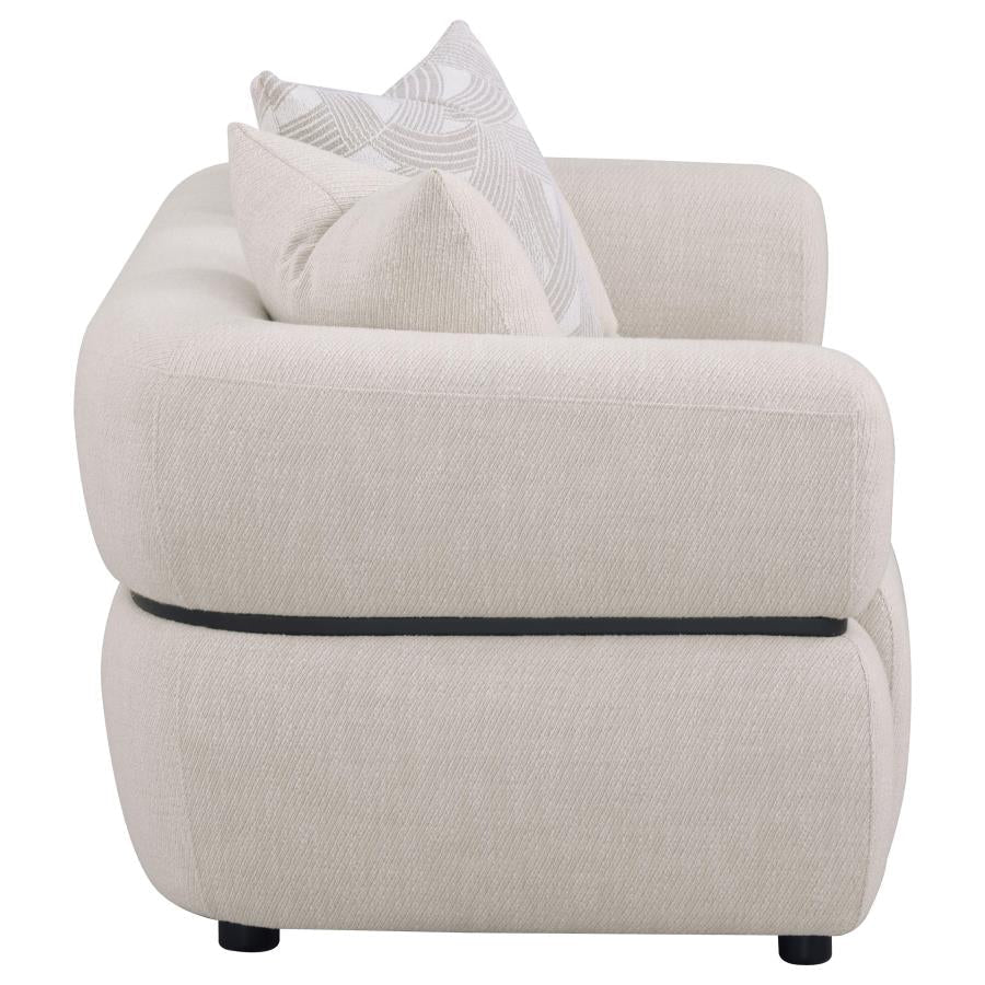 Jeanette 73-inch Fabric Upholstered Round Arm Loveseat Beige 508962 - Venini Furniture 