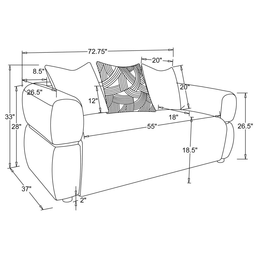Jeanette 73-inch Fabric Upholstered Round Arm Loveseat Beige 508962 - Venini Furniture 