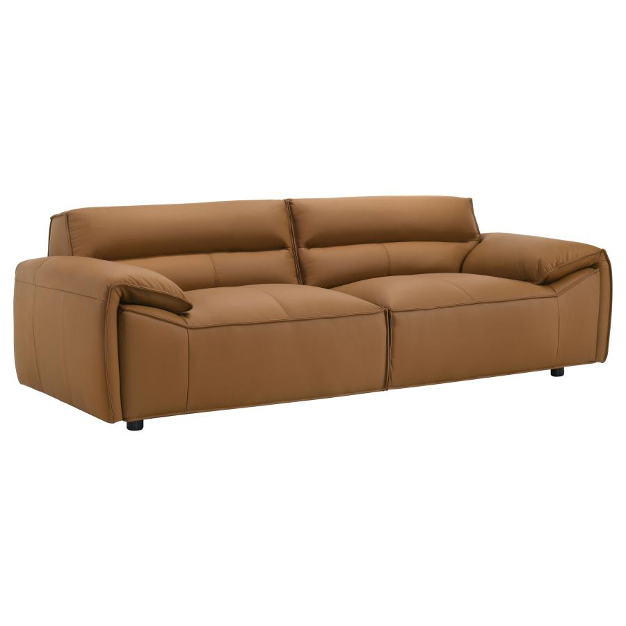 Buxton Top Grain Leather Upholstered Sofa or Loveseat or Sofa + Loveseat Orange