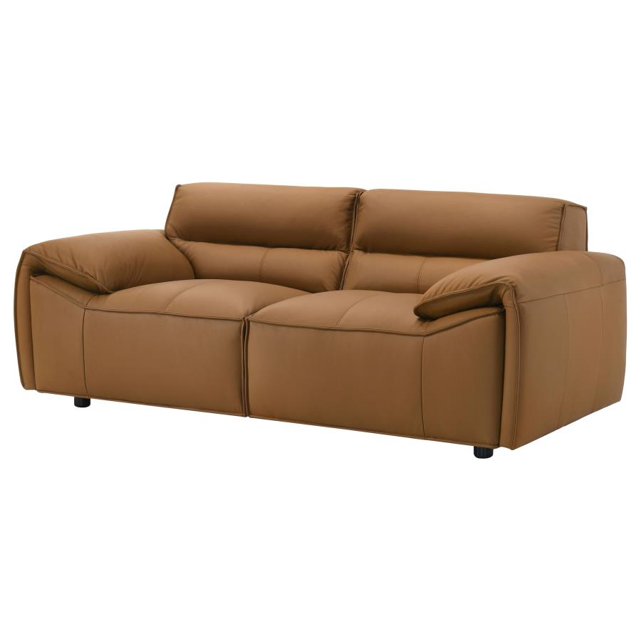 Buxton Top Grain Leather Upholstered Sofa or Loveseat or Sofa + Loveseat Orange