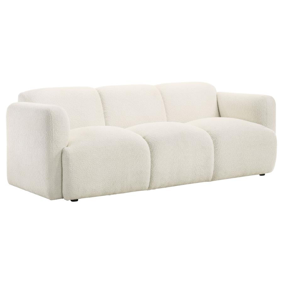 Dorset 2-piece Upholstered Round Track Arm Sofa Set White