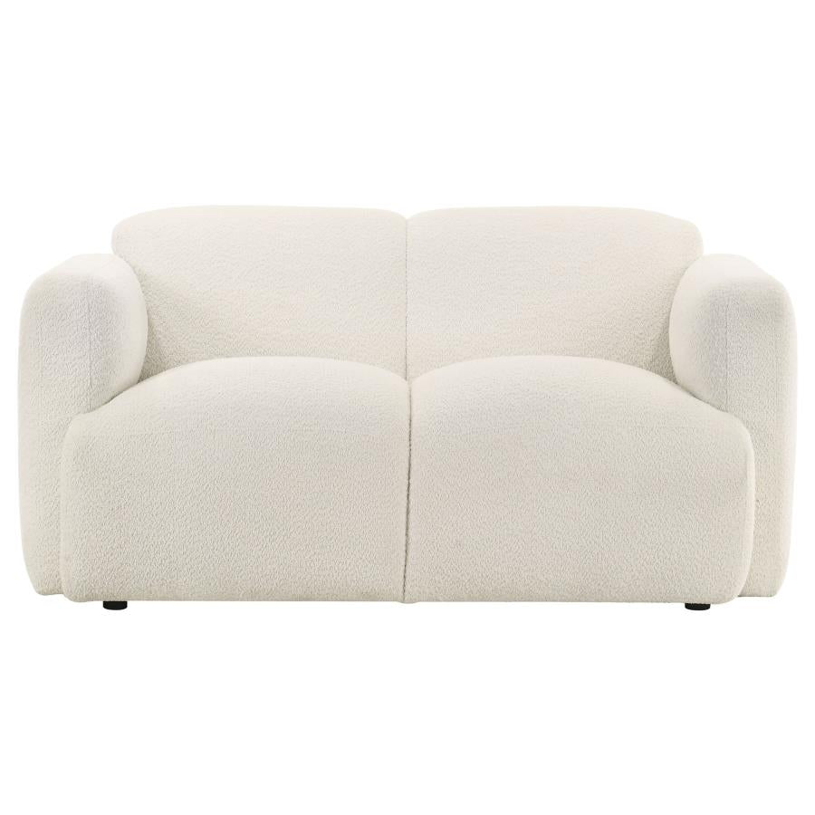 Dorset 2-piece Upholstered Round Track Arm Sofa Set White