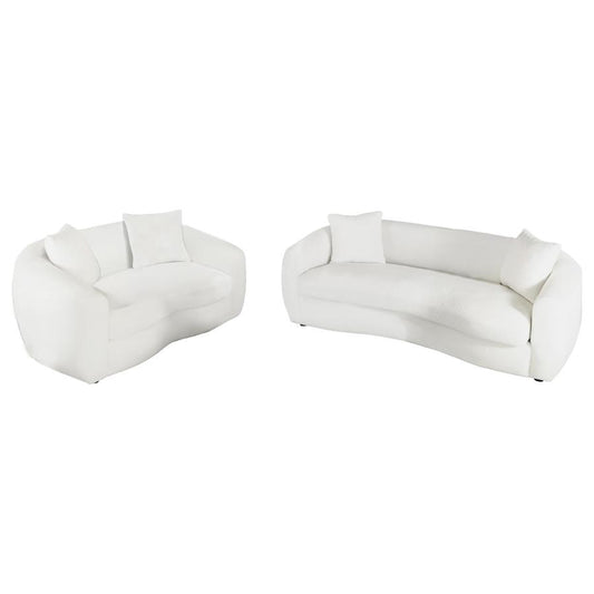 Isabella 2-Piece Faux Sheepskin Upholstered Sofa Set Natural