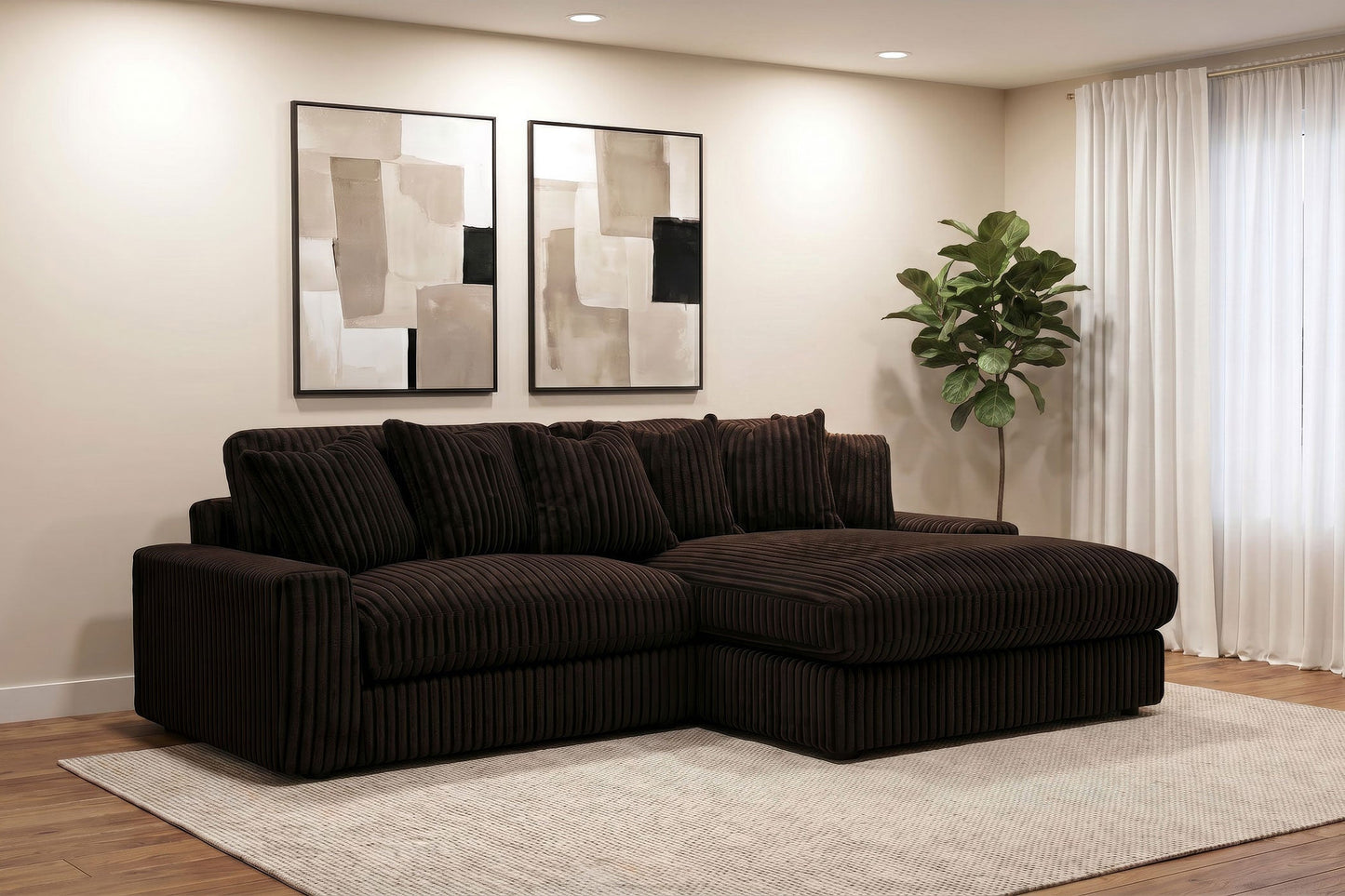 Blaine Upholstered Reversible Chaise Sectional Sofa Chocolate 509879