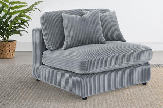 Blaine Upholstered Armless Chair Fog 509997 & Sand 509897. - Venini Furniture 