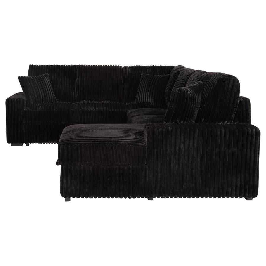 Devonshire Sleeper Sectional Sofa with Storage Chaise – Black 511049 - Venini Furniture 