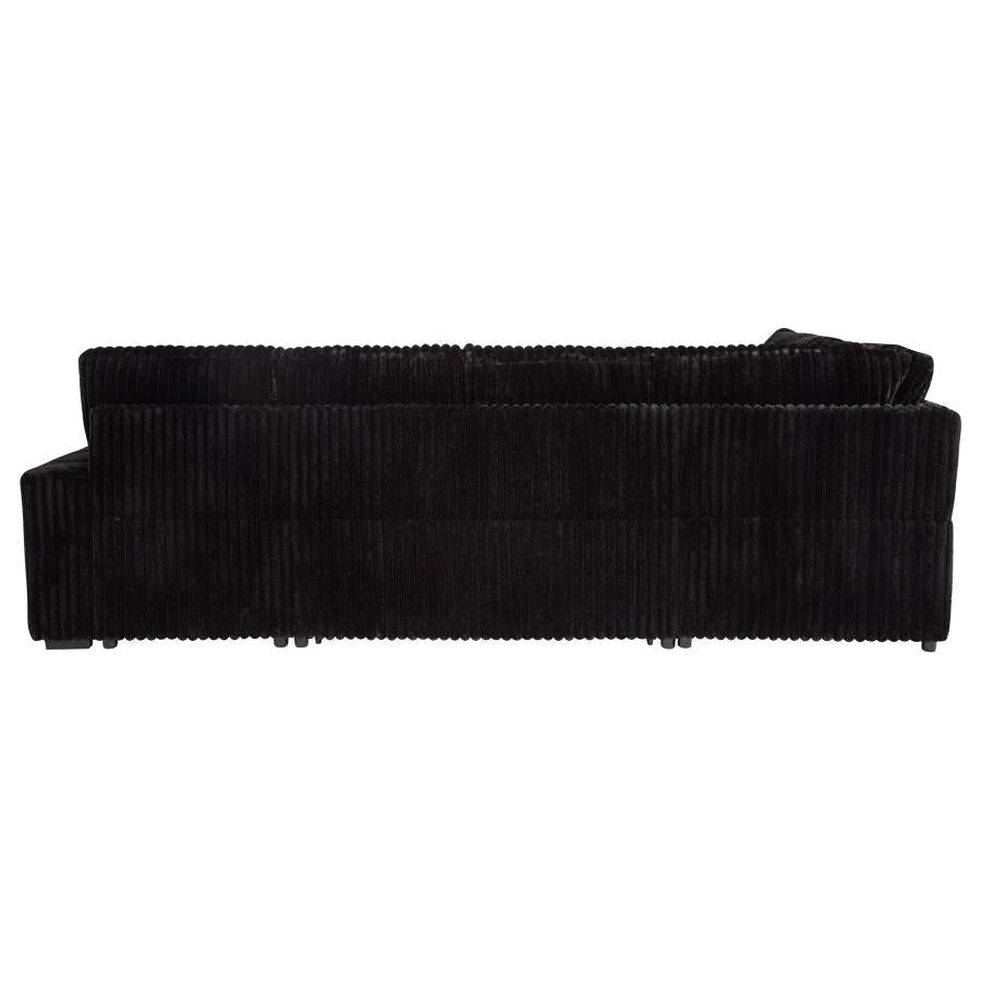 Devonshire Sleeper Sectional Sofa with Storage Chaise – Black 511049 - Venini Furniture 