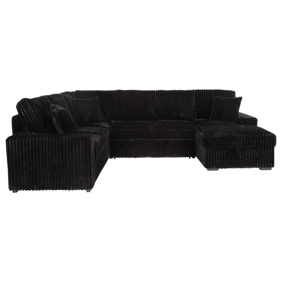 Devonshire Sleeper Sectional Sofa with Storage Chaise – Black 511049 - Venini Furniture 