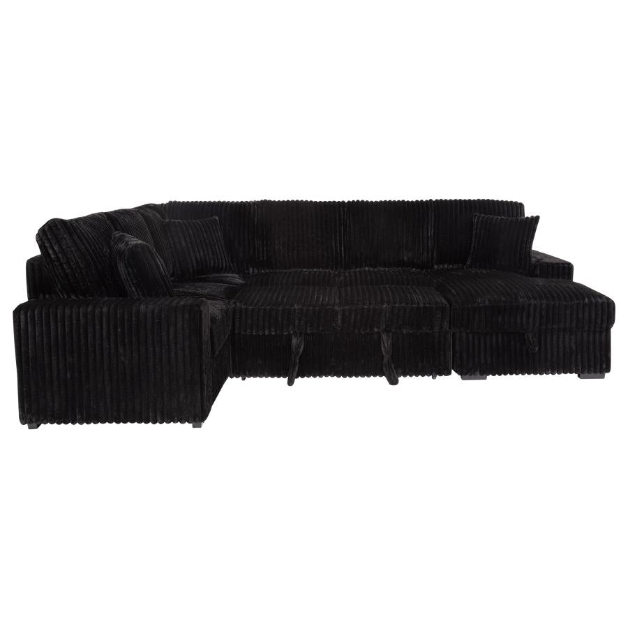 Devonshire Sleeper Sectional Sofa with Storage Chaise – Black 511049 - Venini Furniture 