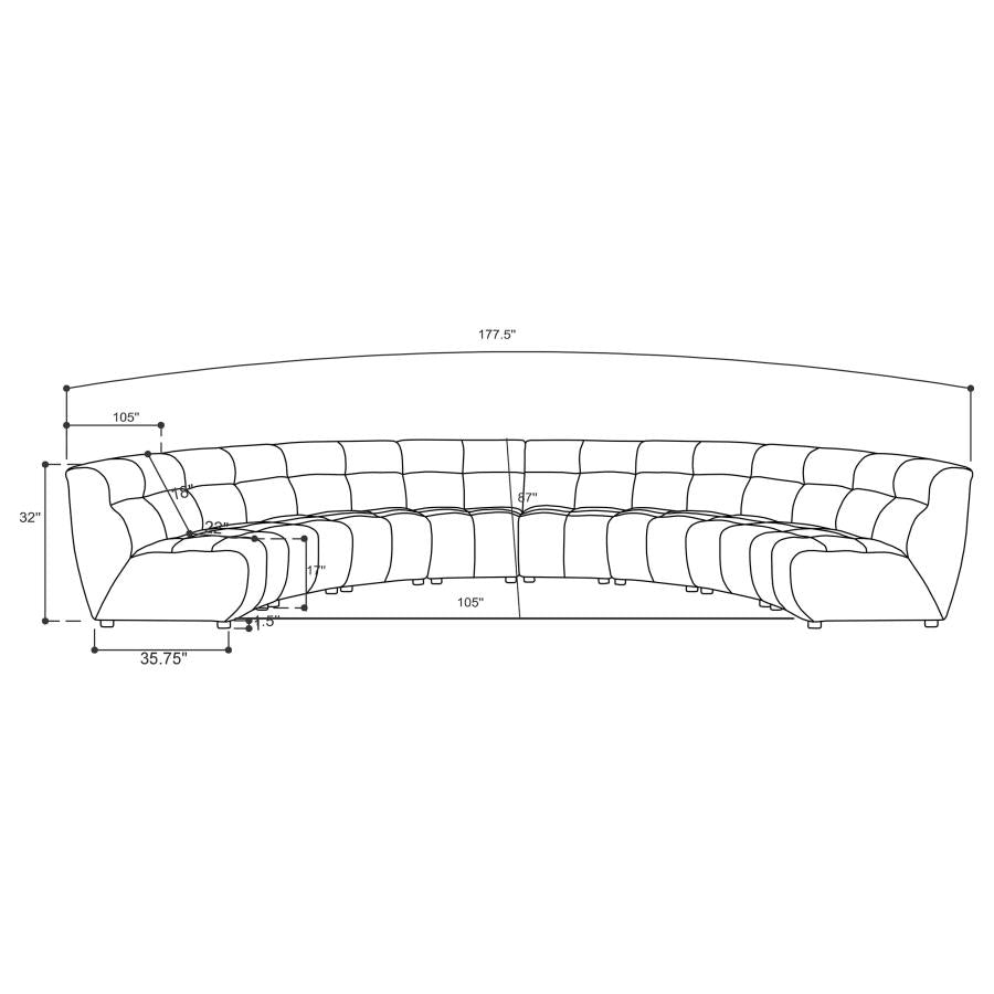 Charlotte 5 OR 8 piece Upholstered Modular Sectional Sofa Ivory - Venini Furniture 
