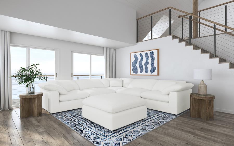 Raleigh Boucle Upholstered Modular Sectional Ivory - Venini Furniture 