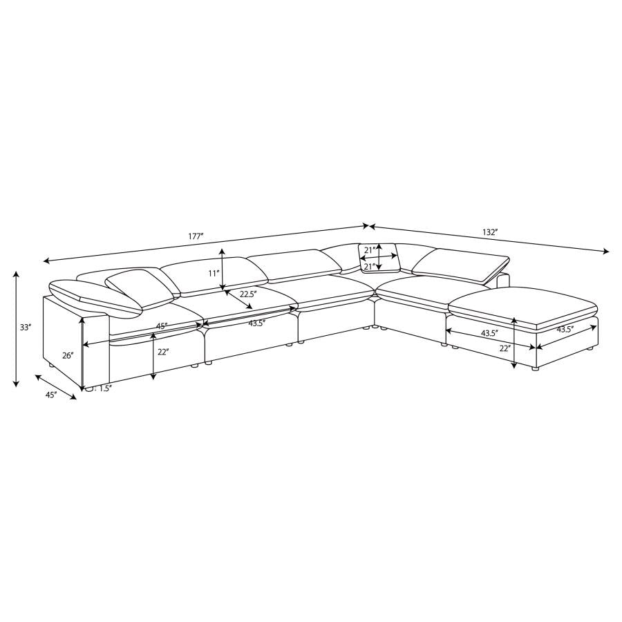 Raleigh Boucle Upholstered Modular Sectional Grey   551754-SETA - Venini Furniture 