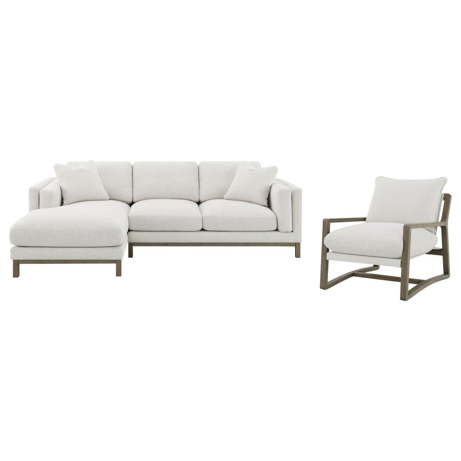 Geneva Boucle Upholstered Sectional Chaise Sofa Sand 551777 - Venini Furniture 